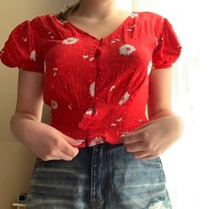 floral crop top button up